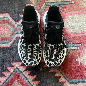 Adidas black and white leopard sneakers